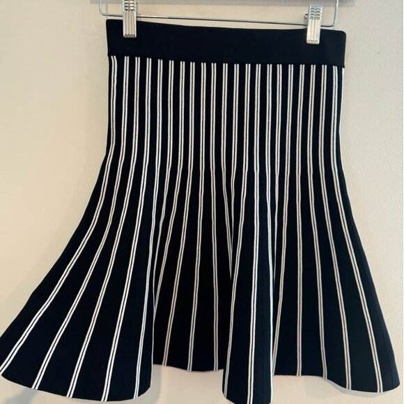 Maje Black and White Striped Skater Skirt - Picture 3 of 4